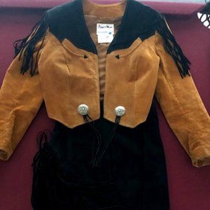 PIONEER WEAR LEATHER Jacket-Skirt rare fringe set